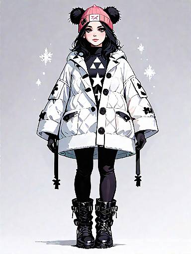 Stylish Winter Fashion Illustration of Woman
