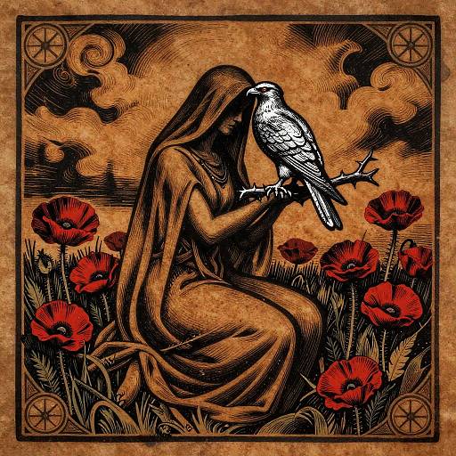 Enigmatic Veiled Dancer with Silver Falcon