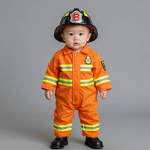 Adorable Baby Fireman Costume Portrait