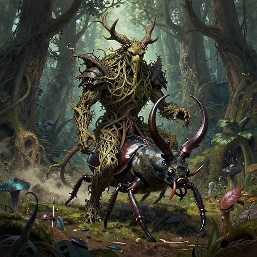 Trippy Forest Guardian on Giant Stag Beetle