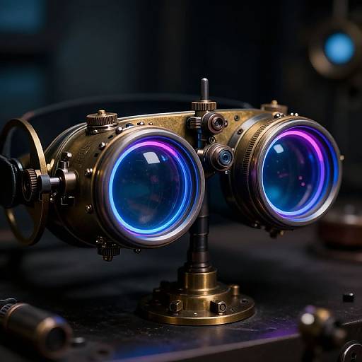 Neon Steampunk Goggles Close-Up