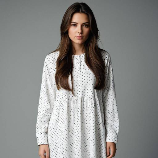 Young Woman in White Polka Dot Shirt Dress