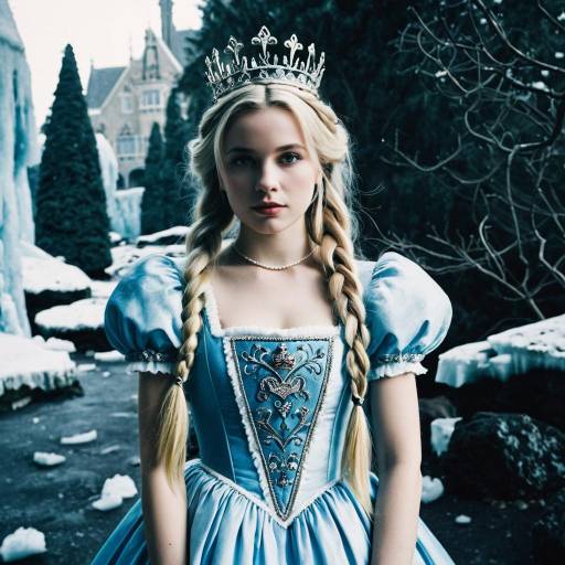Ice Queen in Blue Dress with Crown