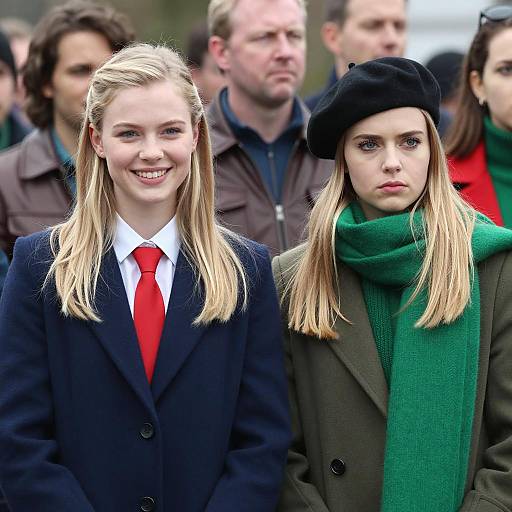 Two Young Women in a Crowded Scene