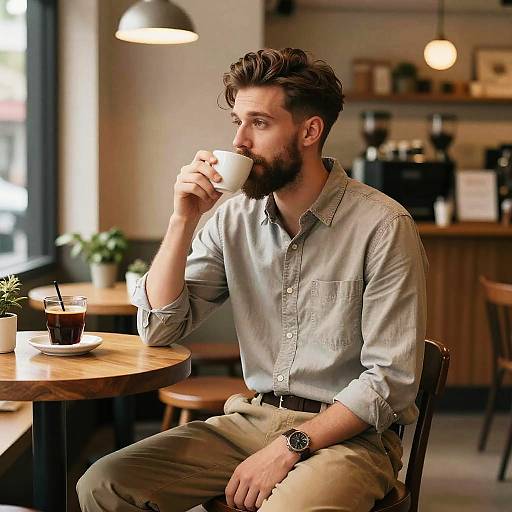 Mini Twists Beard Style in Cozy Cafe