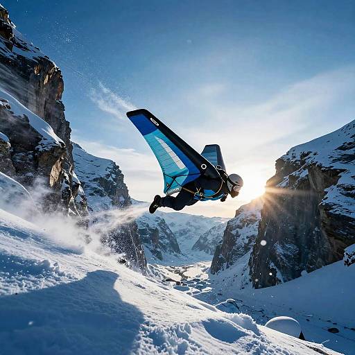 Dynamic Wingsuit Diving Through Icy Canyon
