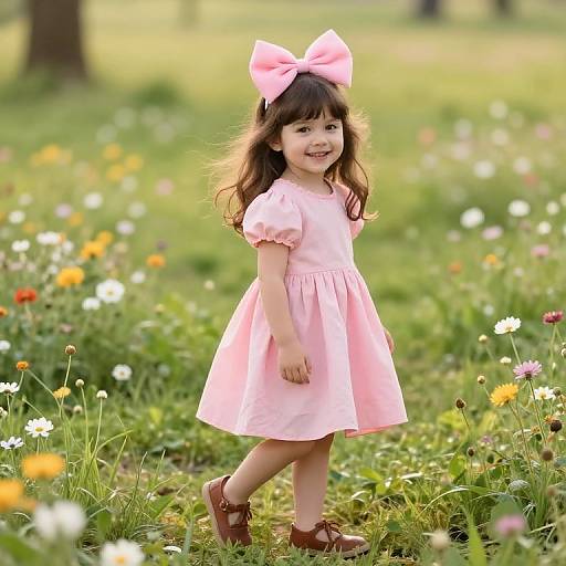 Joyful Girl in Sunny Meadow