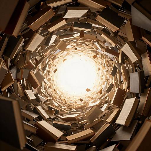 Endless Vortex of Spiraling Books