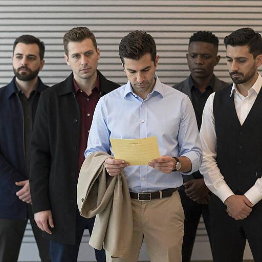 Four Men Posed Against Horizontal Background