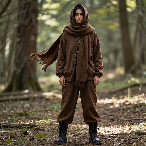 Confident Figure in Serene Forest