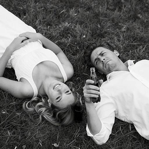 Candid Black and White Grass Photo