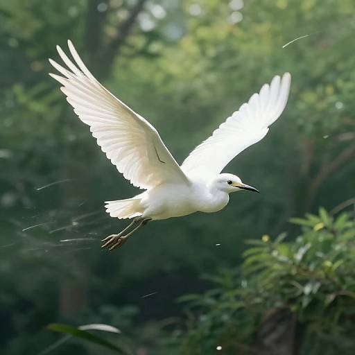 Graceful White Bird in Lush Forest