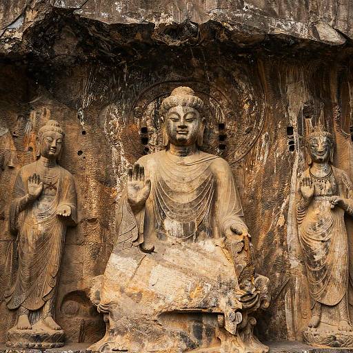 Ancient Stone Carving of Buddha