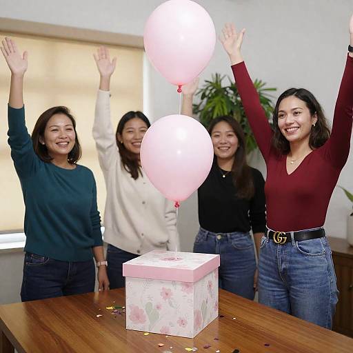 Joyful Celebration of Four Women Indoors