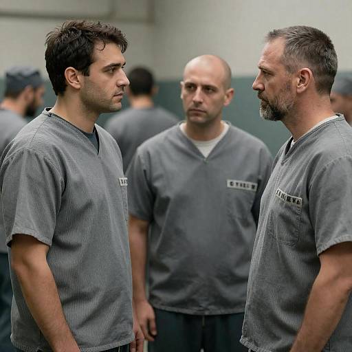 Three Prisoners in Industrial Cellblock