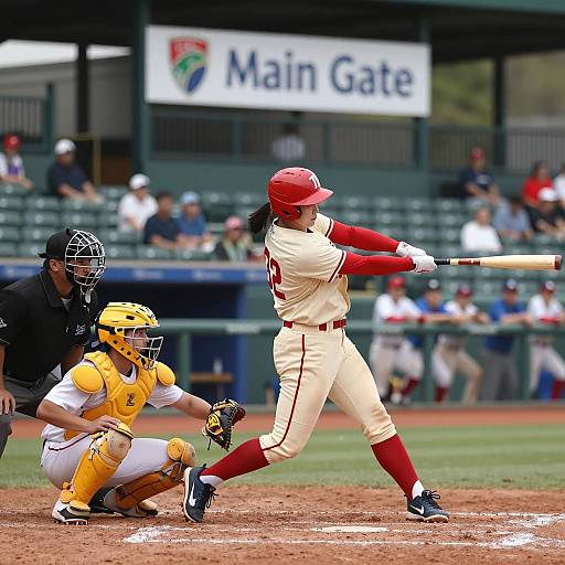 Dynamic Female Baseball Player in Action
