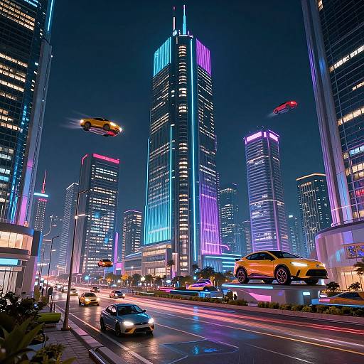 Neon Futuristic Cityscape at Night