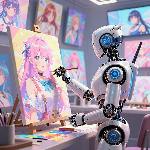 Robot Artist Creating Vivid Anime