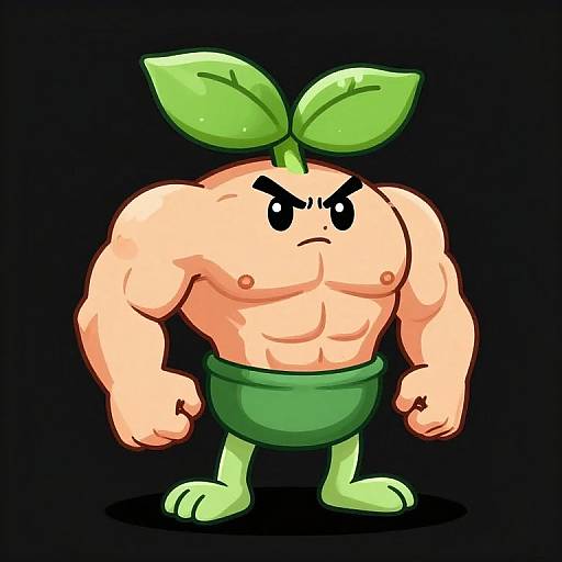 Muscular Bean Sprout Cartoon Character