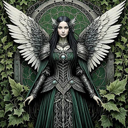 Gothic Angel with Feathered and Mechanical Wings