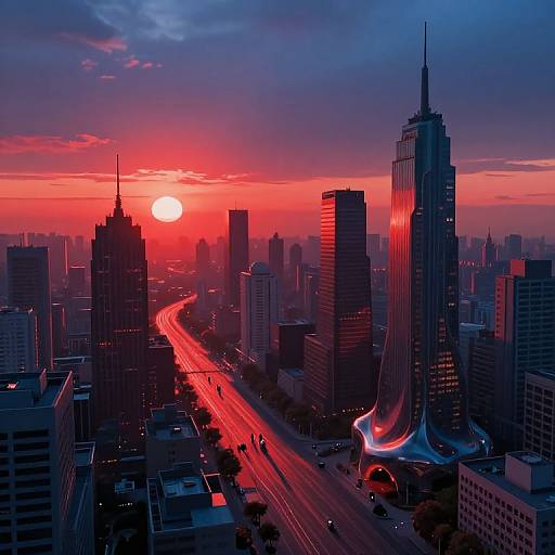 Surreal Urban Skyline at Twilight