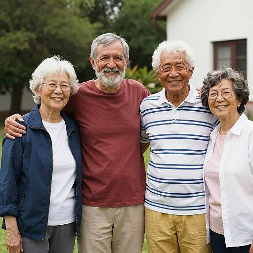 Smiling Elderly Friends Outdoors Portrait