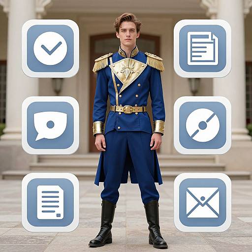 Man in Blue and Gold Costume