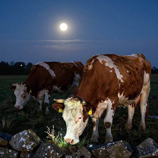 Moonlit Cows on Stone Farms