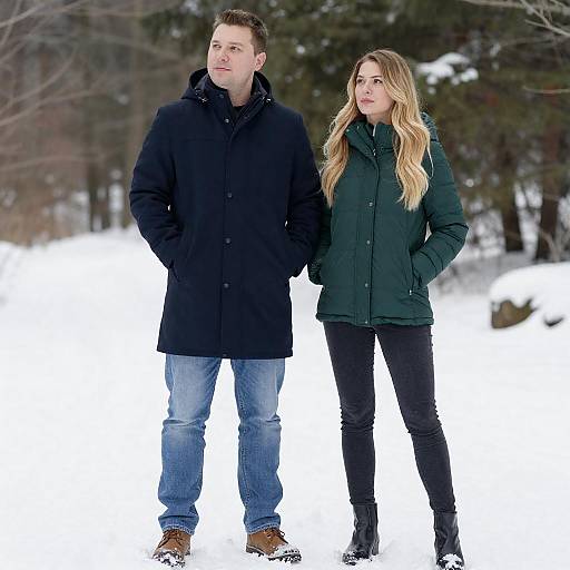 Couple in Snowy Forest Portrait