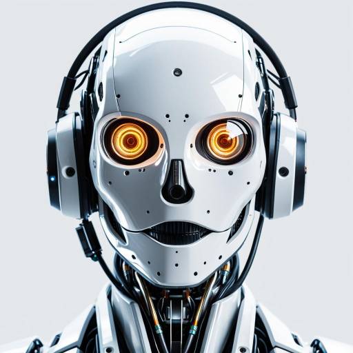Futuristic Robotic Head with Holograms