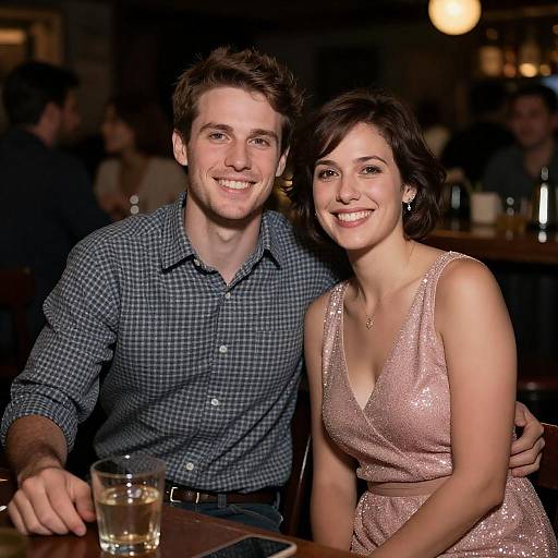 Romantic Bar Moment: Smiling Couple
