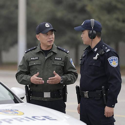 Outdoor Scene with Two Police Officers