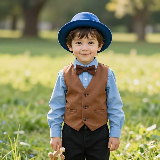 Curious Boy in Sunny Meadow