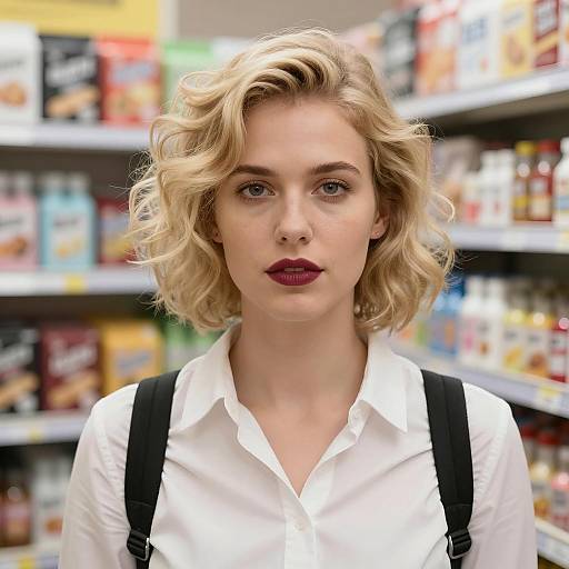 Blonde Woman in Bright Store Setting