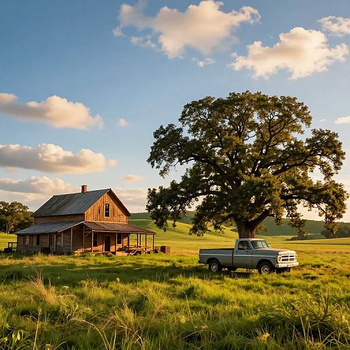 Rustic Countryside Farmhouse Scene