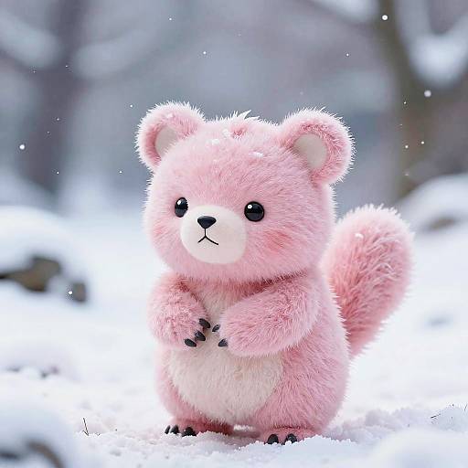Pink Bear Pokemon in Snowy Winter