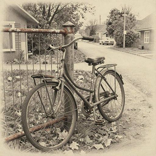 Hyperrealistic Pencil Drawing of Abandoned Bicycle