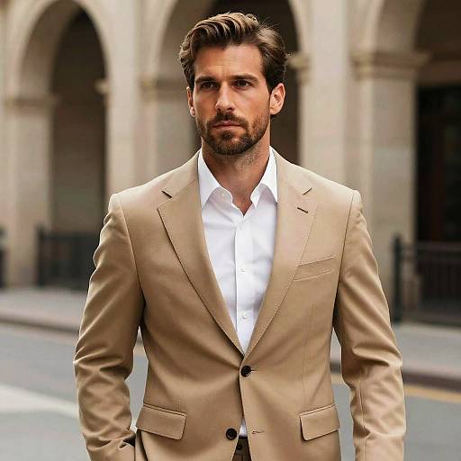 Debonair Man in Tan Suit