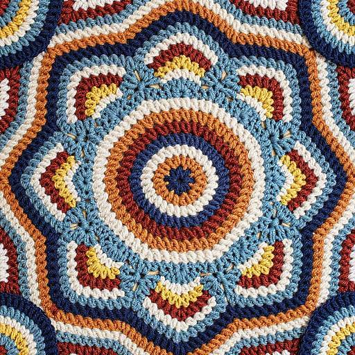 Vibrant Crochet Mandala Textile Background