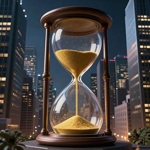 Surreal Metropolis with Giant Hourglass