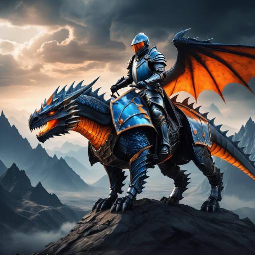 Epic Dragon Rider Over Mountain Peaks