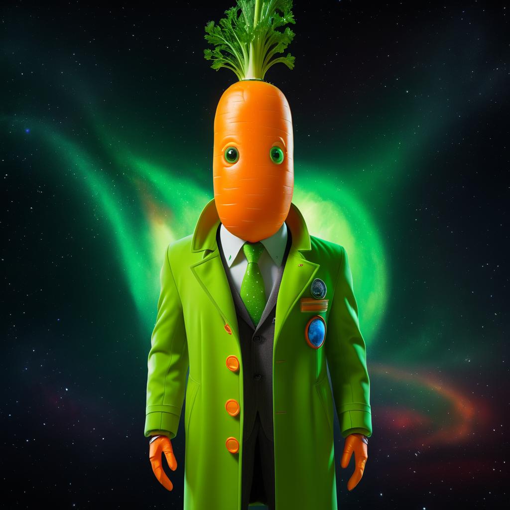 Whimsical Carrot Detective in Space