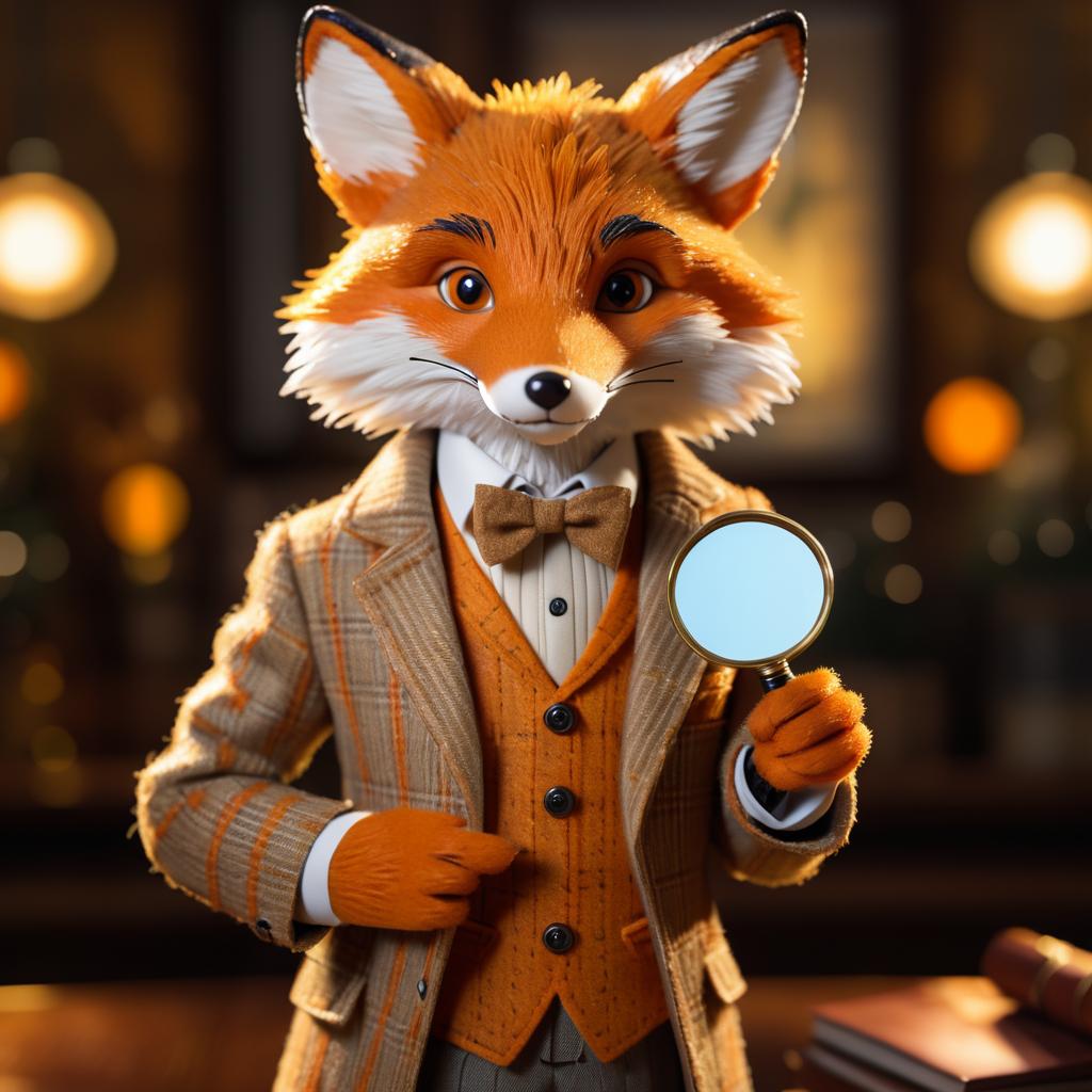 Charming Detective Fox in Tweed Outfit