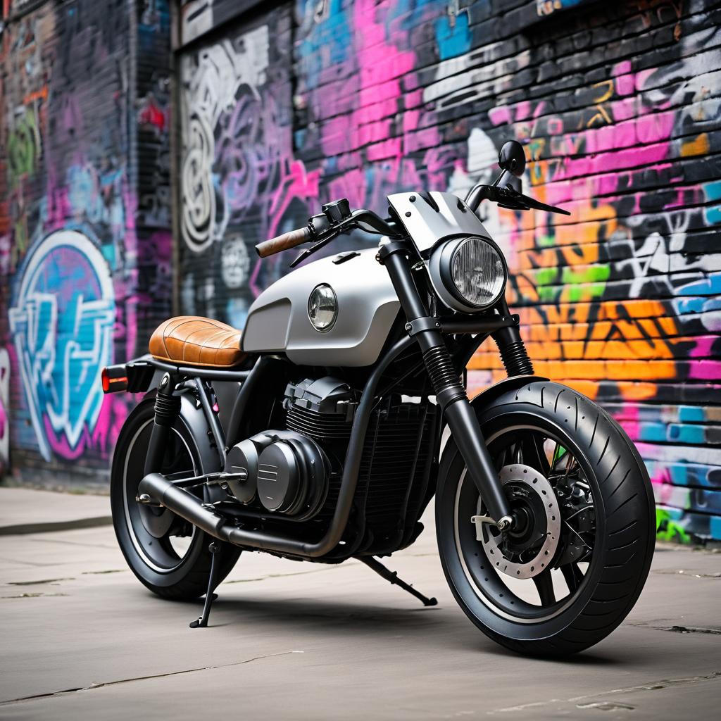 Urban Industrial Motorcycle in Graffiti Alley