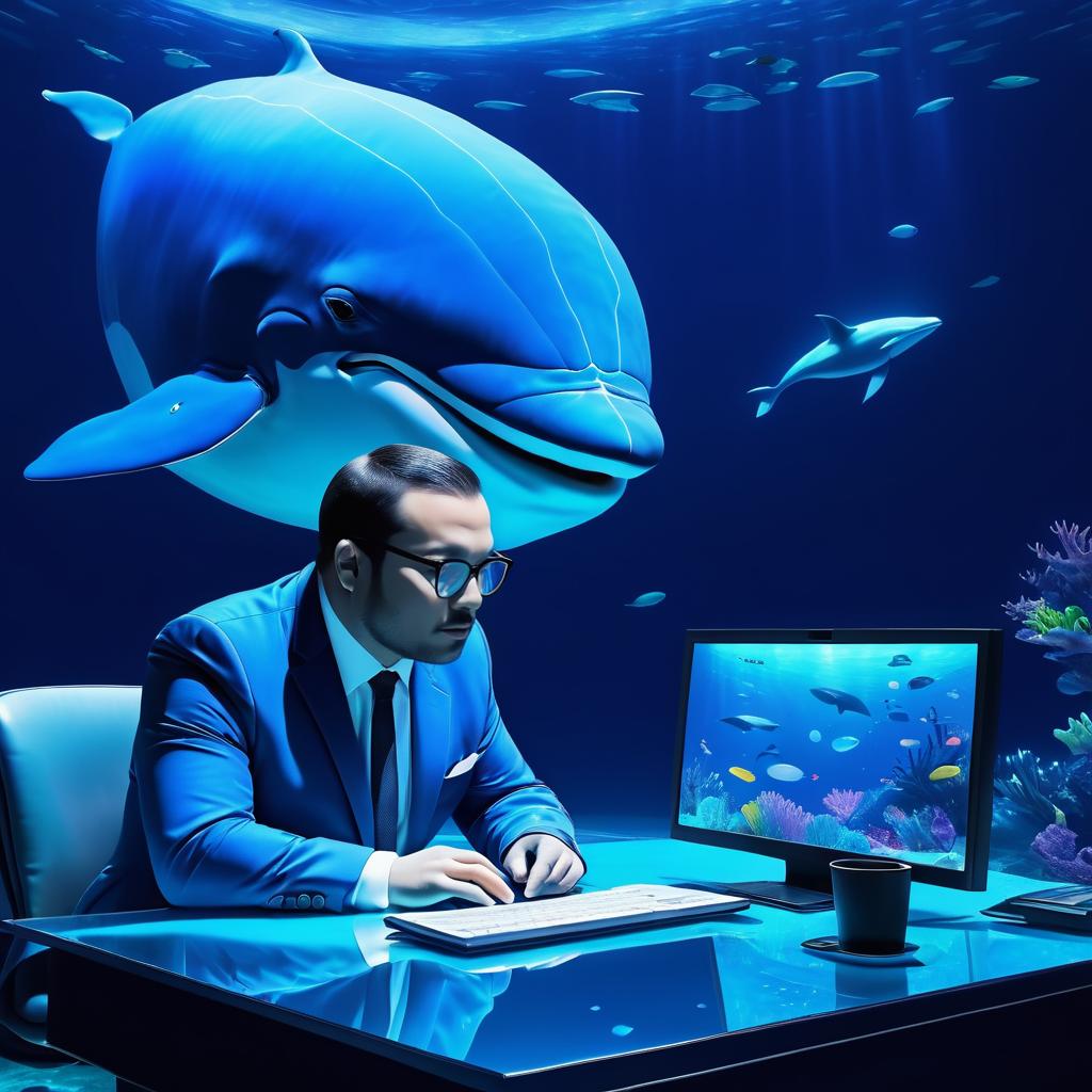 Whale in a Suit at a Computer