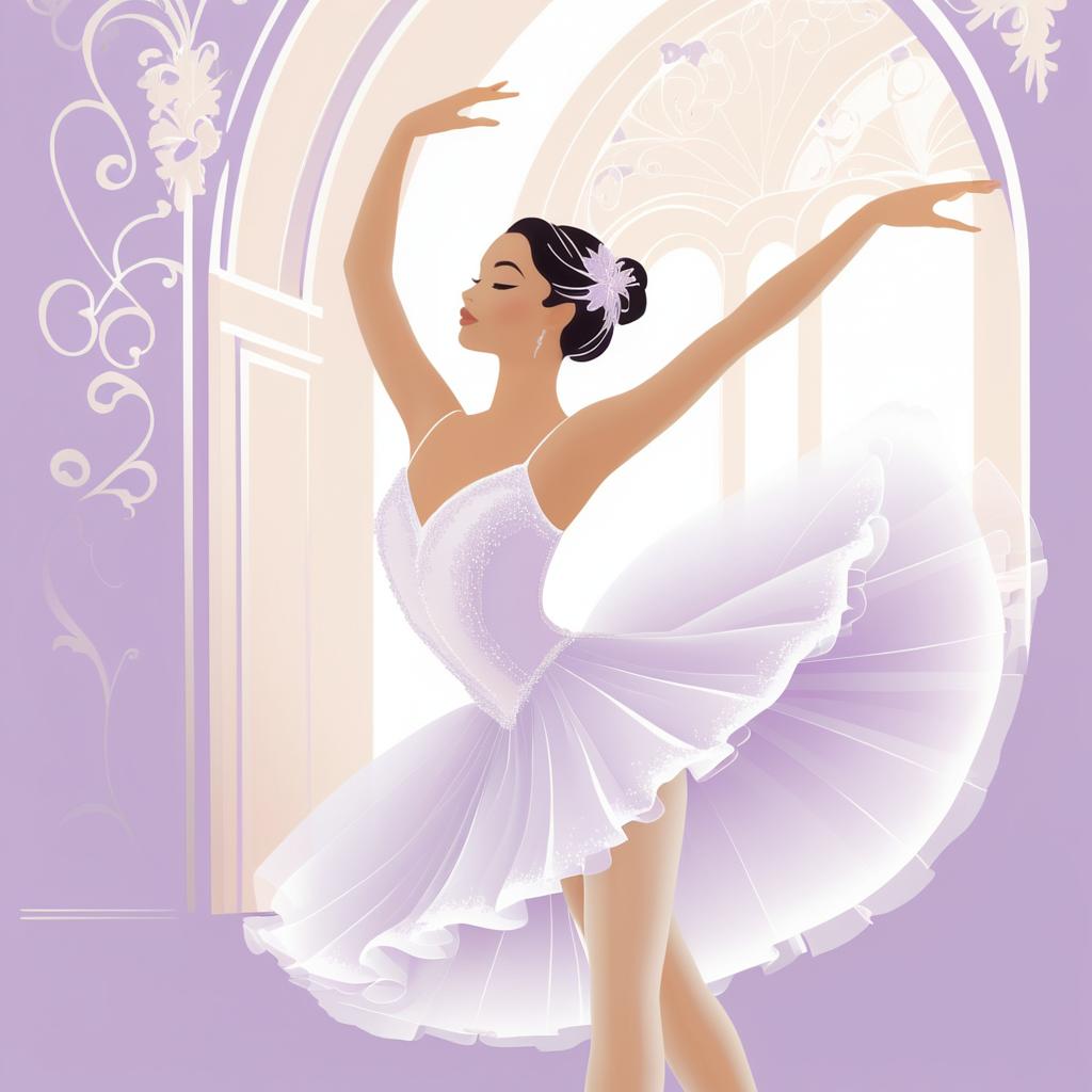 Elegant Ballet Dancer in Lavender and Cream