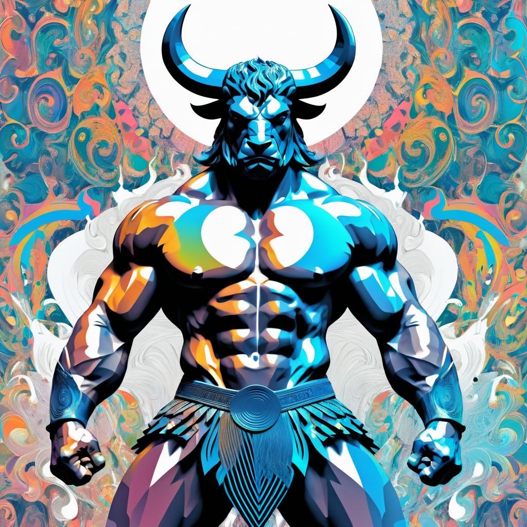 Dreamlike Minotaur in Abstract Style