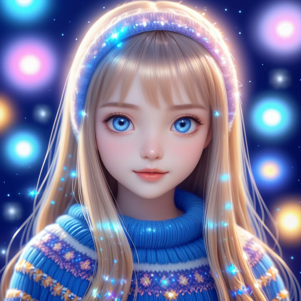 Radiant Chibi Girl in Cozy Sweater