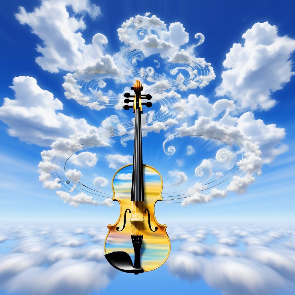 Surreal Cloud Violin Inspired by Masters