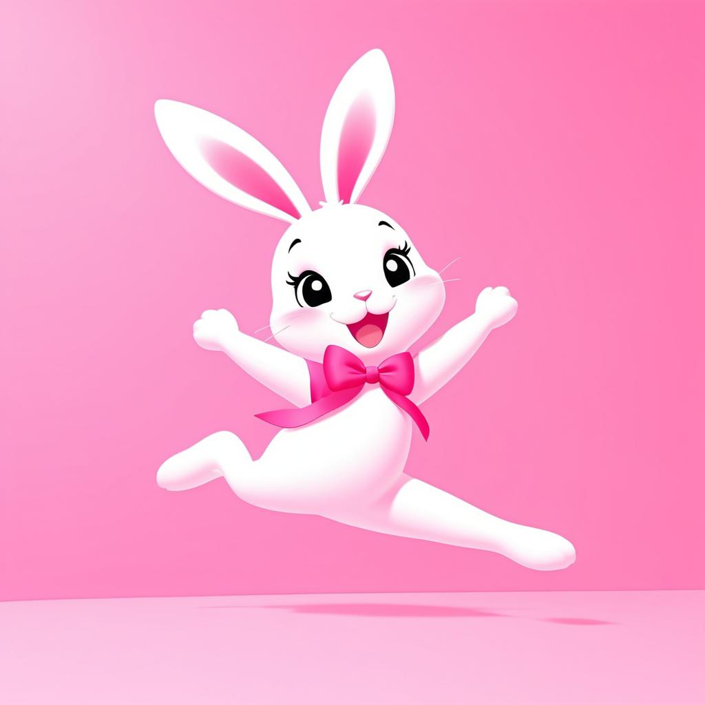 Dancing Bunny Character on Pink Background